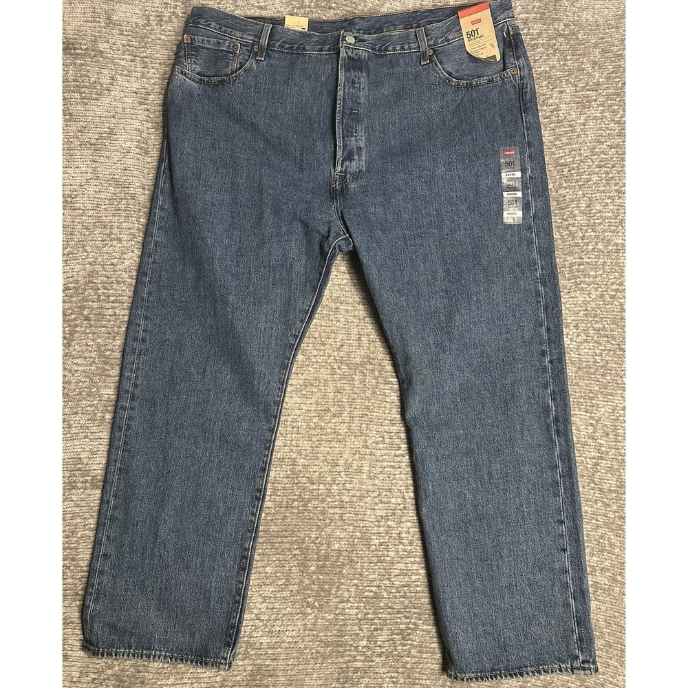 Levi's 501 Jeans Mens 44x30 Blue Denim Button Fly Original Fit Straight Leg NWT